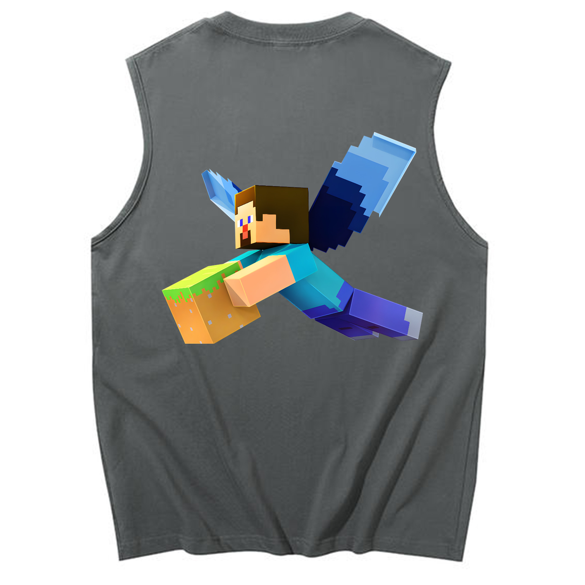 （画像用） マインクラフト ブロックの世界 Minecraft MC Block world コットン100％タンクトップ（背面プリント）